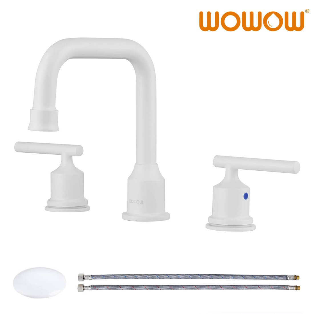 wowow rubinetto lavabo bagno diffuso bianco a 3 fori con scarico