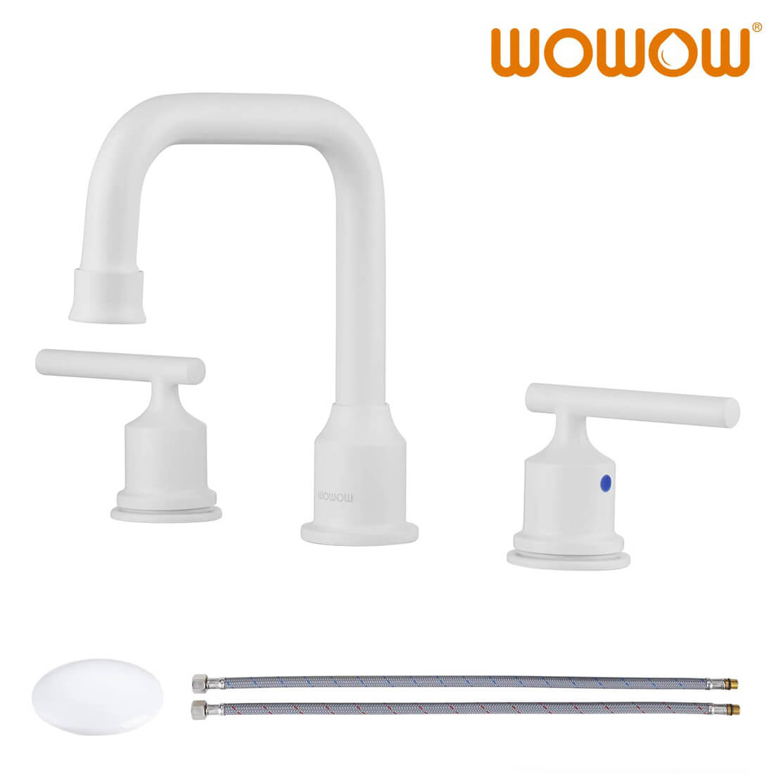 wowow 3 hole white widespread bathroom sink faucet with drain