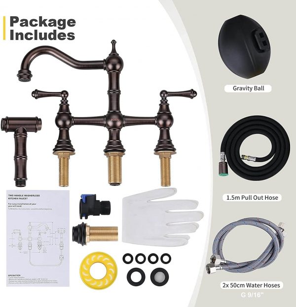 wowow bronze centerset bridge kitchen faucet 4 hole with side sprayer