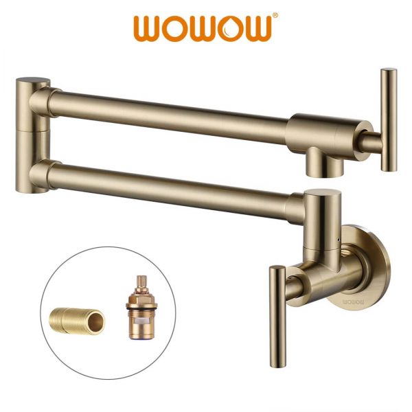 wowow brush gold filler kitchen faucet wall faucet atas tungku