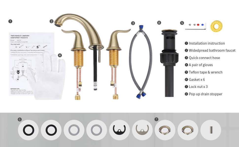 wowow-widespread-brushed-gold-bathroom-sink-faucet-with-pop-up-drain-and-supply-hose
