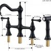 wowow black 4 hole centerset bridge vintage farmhouse kitchen sink faucets with side sprayer