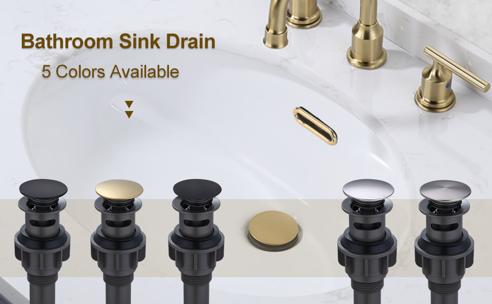 wowow brushed gold bathroom pop up assembly drain stopper for bathroom sink and rv sink with overflow