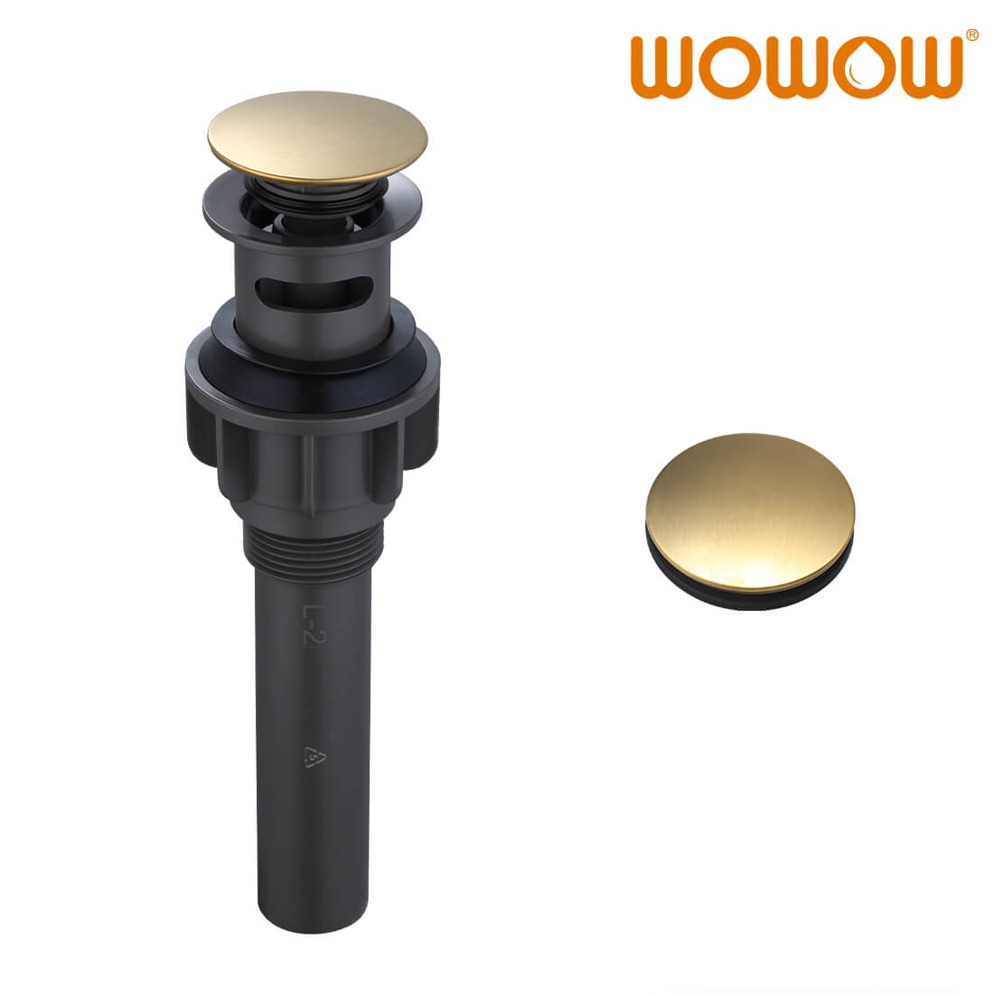 wowow brushed gold bathroom pop up assembly drain stopper for bathroom sink and rv sink with overflow 6