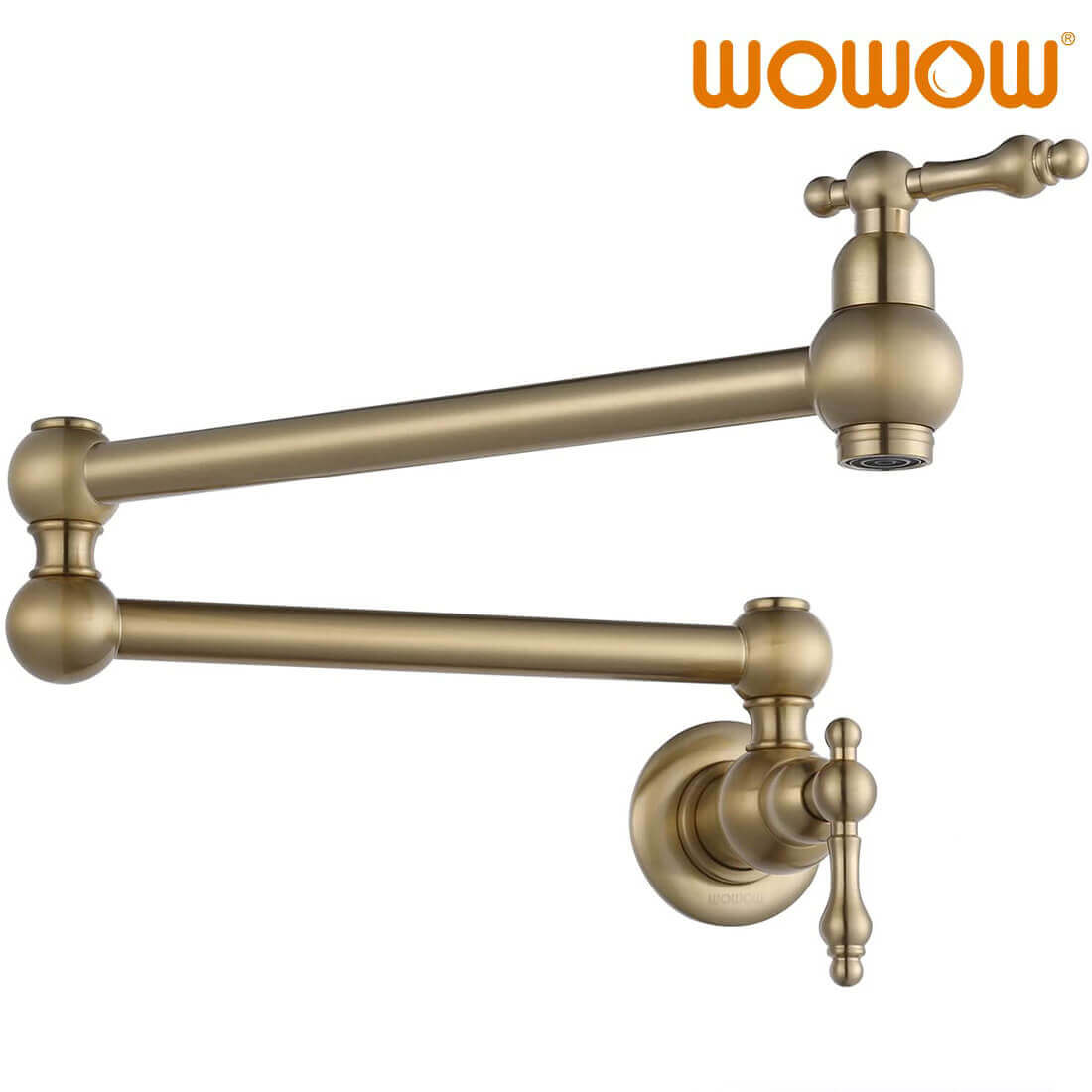 wowow brushed gold pot filler wall mount folding faucet over stove