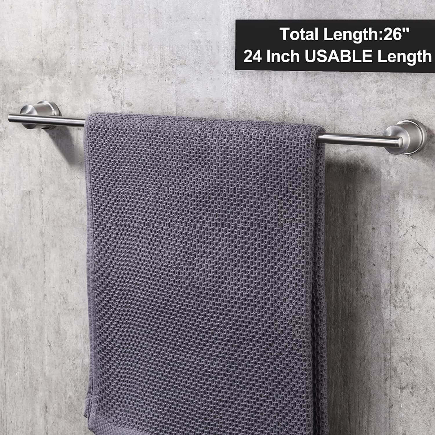 wowow brushed nickel 24 inch bath towel holder for bathroom wall mounted