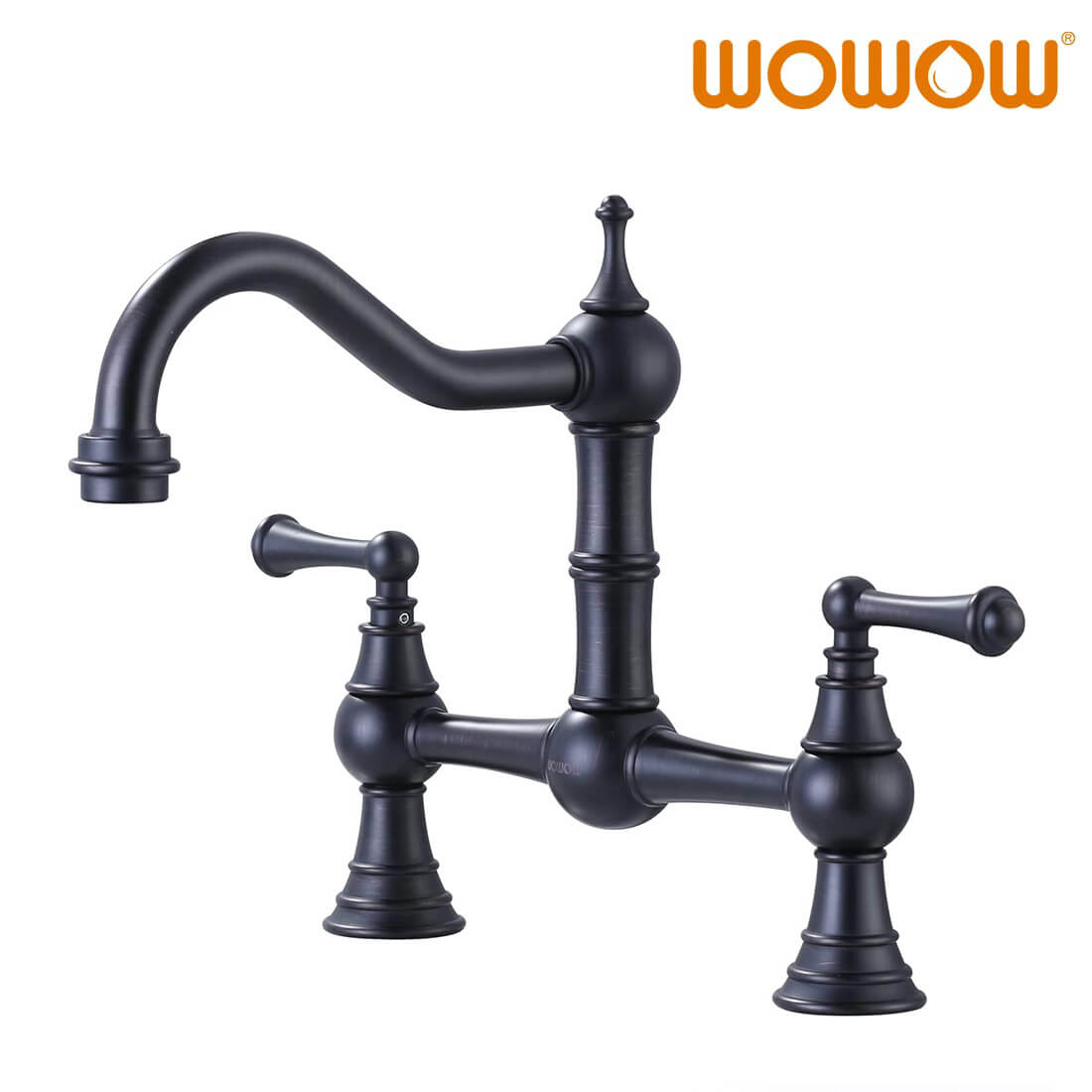 wowow oil rubbed bronze 8 inch-centerset bridge faucet for farmhouse sink