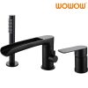 black bathtub faucet with sprayer