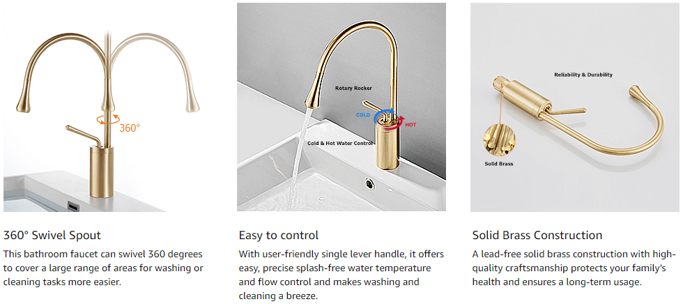 brushed gold high arc spout bathroom faucet 2 1
