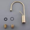 brushed gold high arc spout bathroom faucet