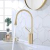 brushed gold high arc spout bathroom faucet