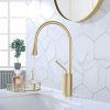 brushed gold high arc spout bathroom faucet