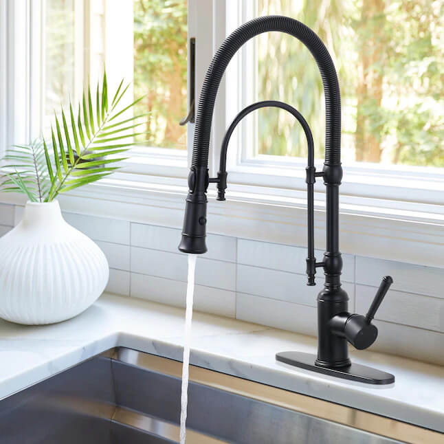 wowow matte black solid brass pre rinse faucet