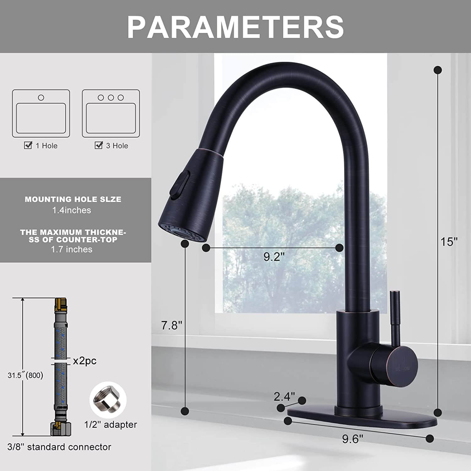 oil rubbed bronze kitchen faucet with sprayer