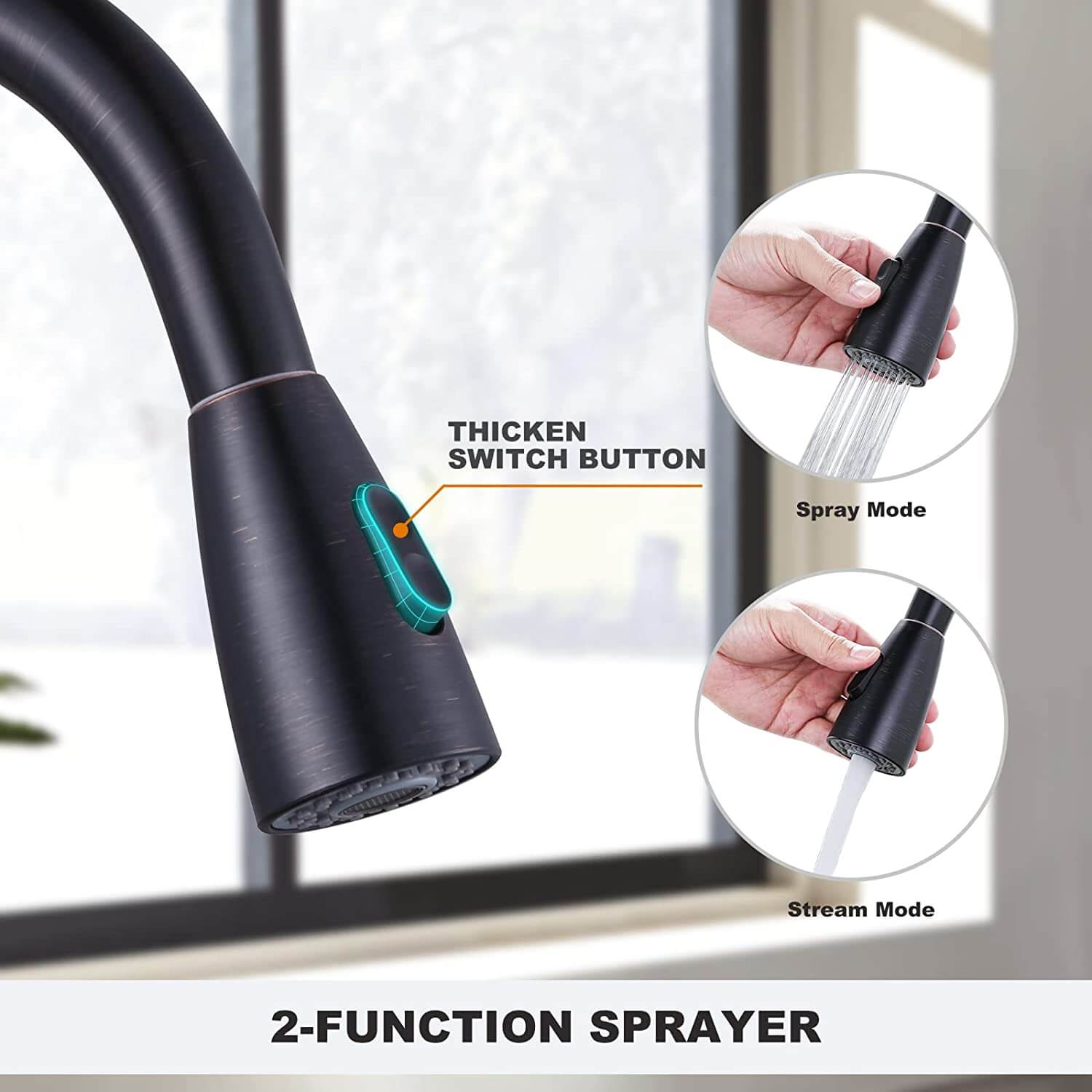oil rubbed bronze kitchen faucet with sprayer