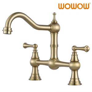 wowow 8 inch gold bridge kitchen faucet 3