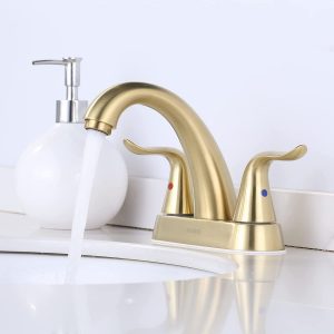 centerset brushed gold bathroom faucet