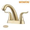 wowow centerset brushed gold bathroom faucet 4