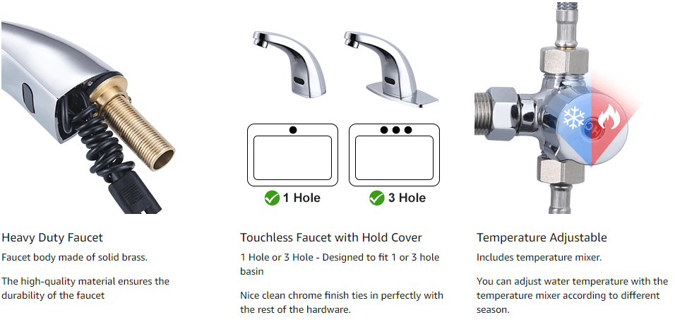 wowow chrome touchless bathroom faucet