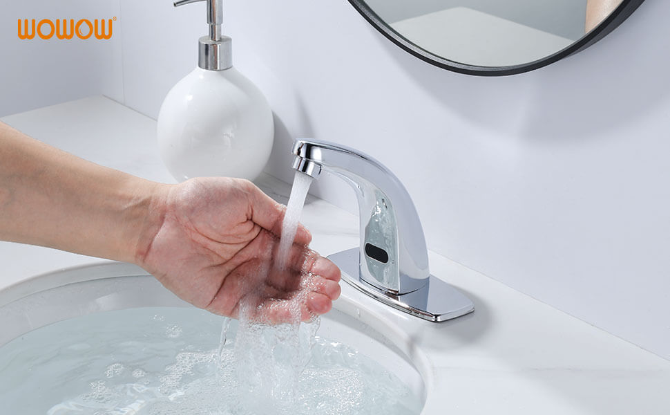 wowow chrome touchless bathroom faucet