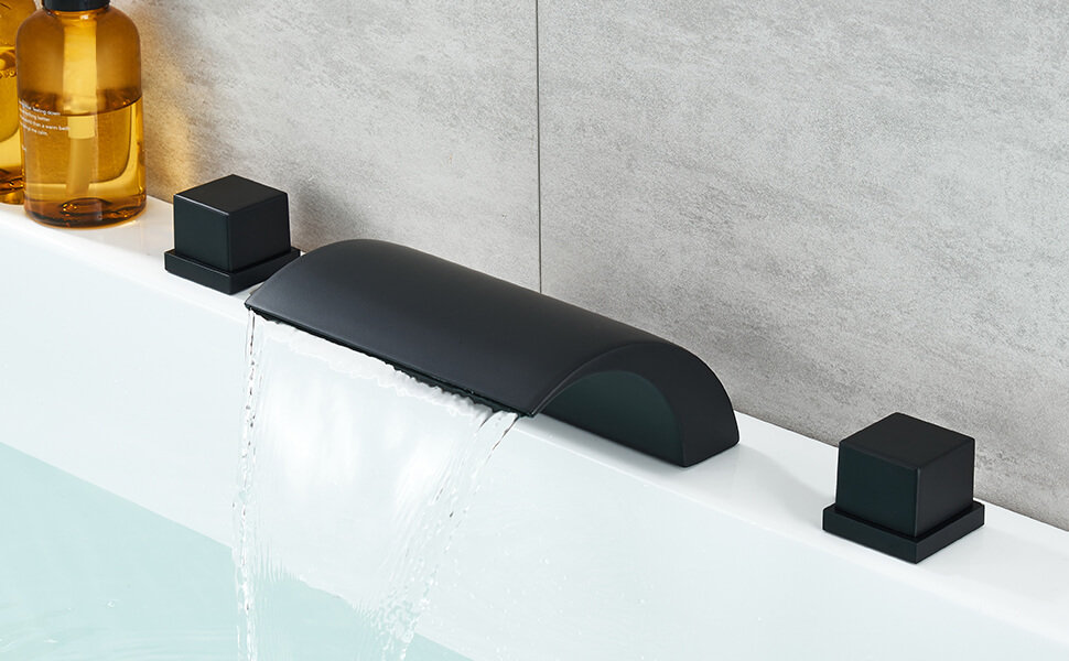 wowow matte black roman waterfall bathtub faucet 7