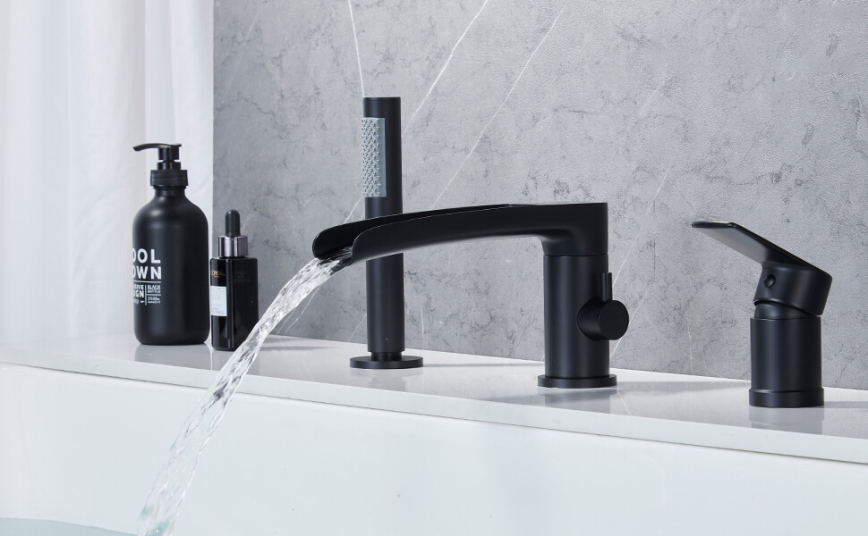 wowow roman black bathtub faucet with sprayer