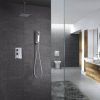 brushed nickel ceiling mounted rain shower head system with handheld