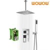chrome ceiling mounted rain shower head system with handheld