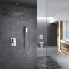 chrome ceiling mounted rain shower head system with handheld