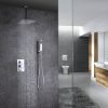 chrome ceiling mounted rain shower head system with handheld