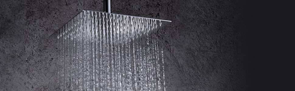 chrome ceiling mounted rain shower head system with handheld