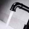 matte black industrial pipe bathroom faucet