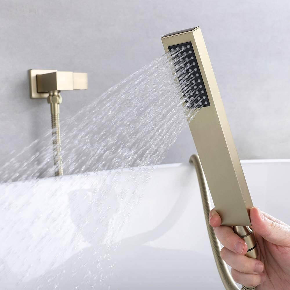 waterfall wall mount wall mount tub filler faucet brushed gold