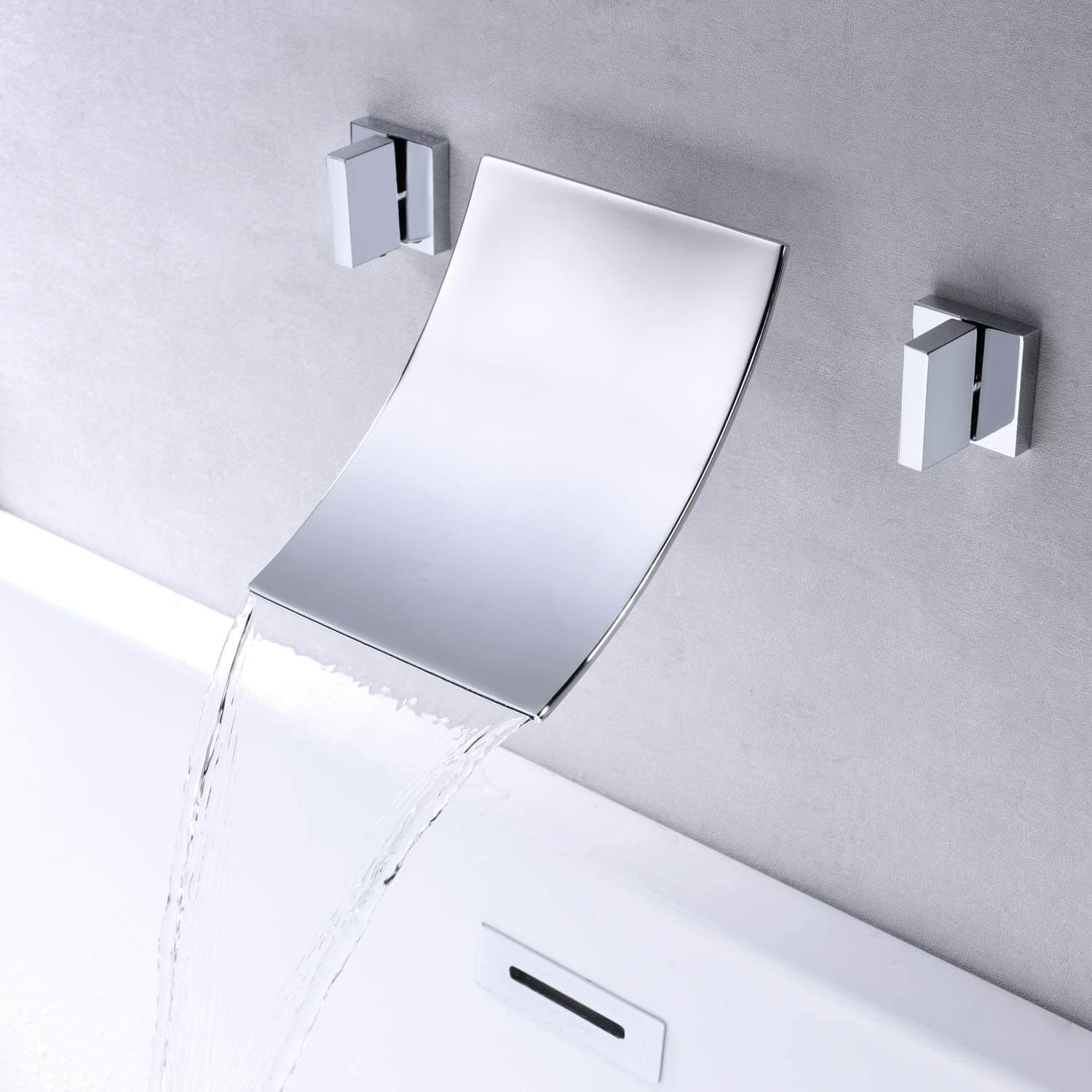 wowow 2 handle 3 hole wall mount chrome waterfall tub filler