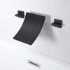 wowow 2 handle 3 hole wall mount matte black waterfall tub filler