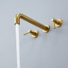 wowow 2 handle brushed gold wall mount tub faucet