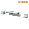 wowow 2 handle deck mount waterfall chrome roman tub faucet