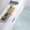 wowow 2 handle waterfall brushed gold roman tub faucet
