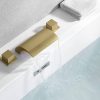 wowow 2 handle waterfall brushed gold roman tub faucet