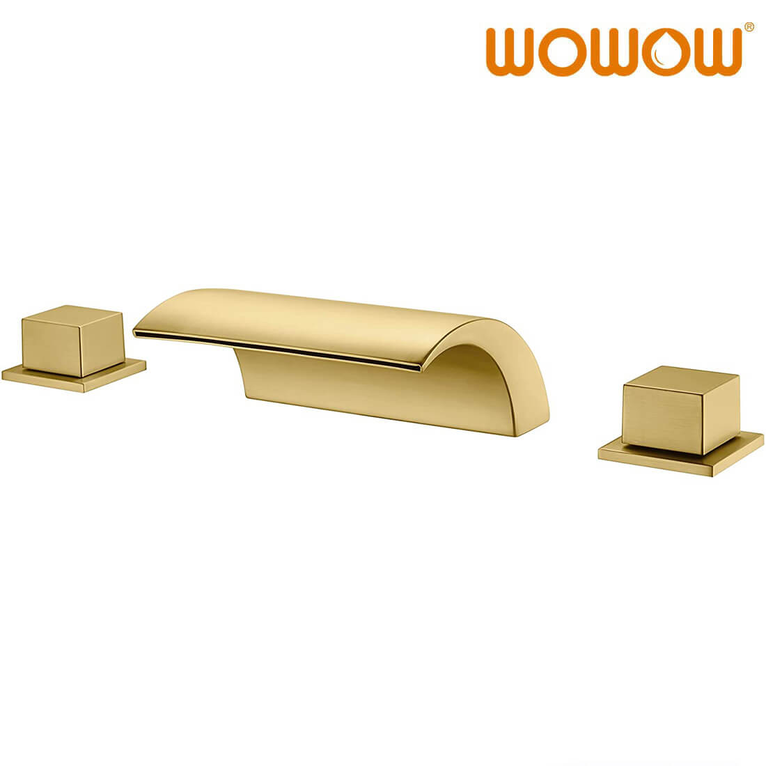 wowow 2 handle waterfall brushed gold roman tub faucet