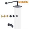 wowow 3 handle black shower tub faucet combo set