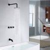 wowow 3 handle black shower tub faucet combo set