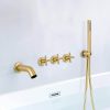 wowow 3 handle brushed gold tub faucet