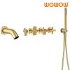 wowow 3 handle brushed gold tub faucet 6 1