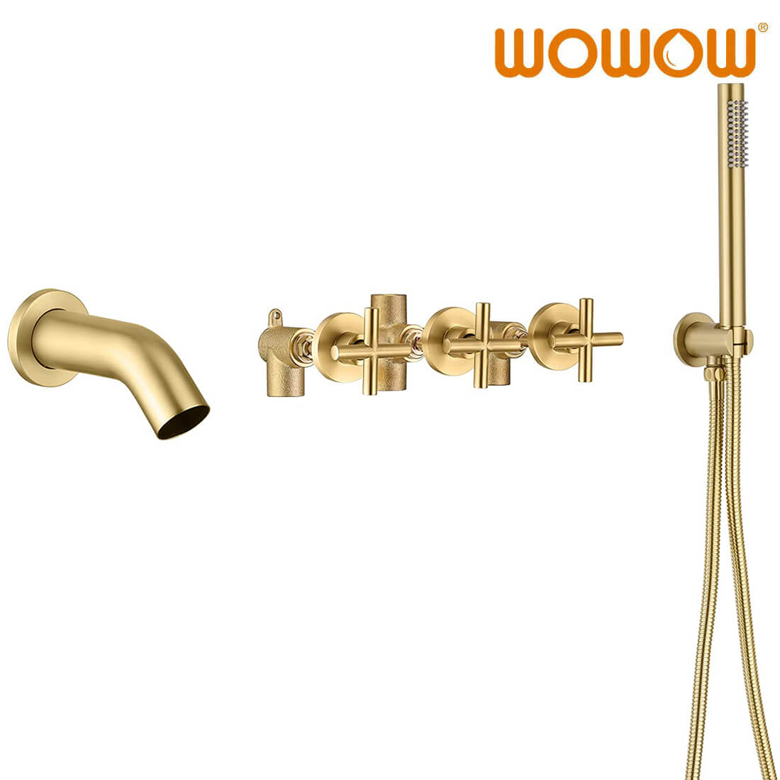 wowow 3 handle brushed gold tub faucet 6 1