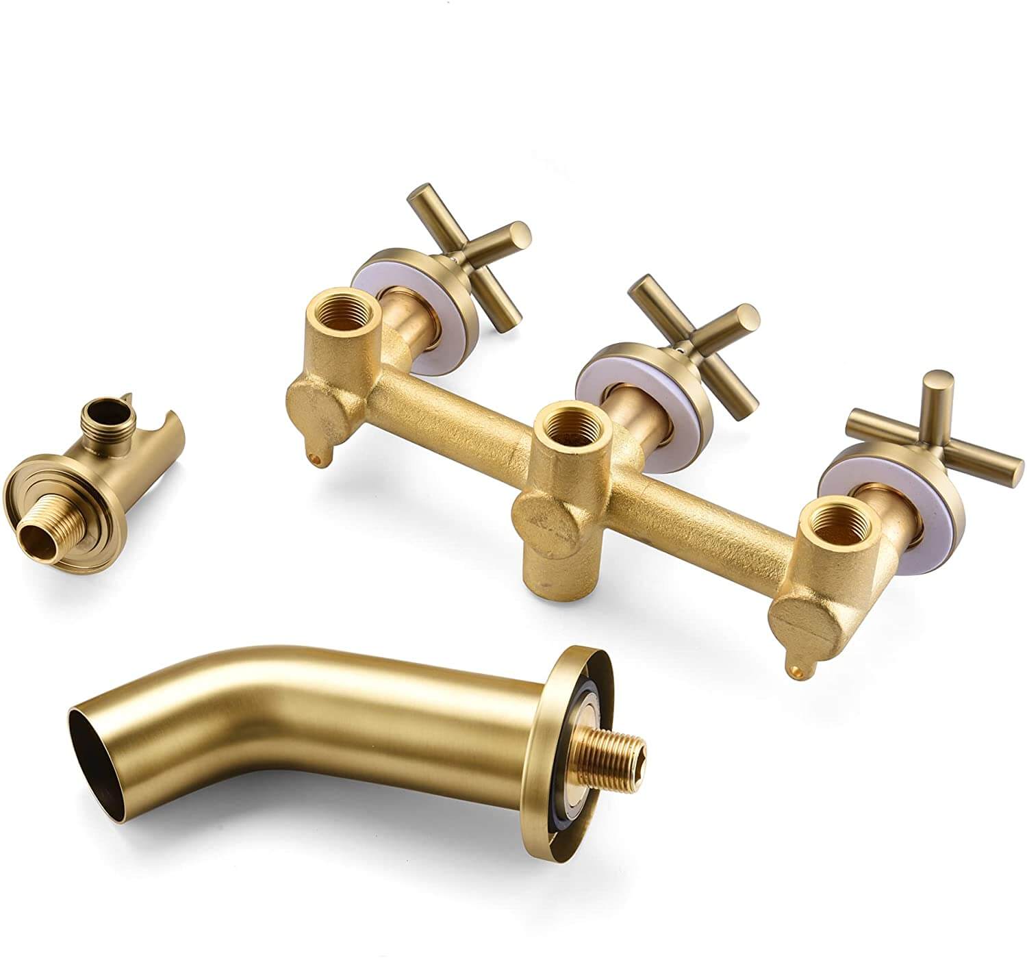 wowow 3 handle brushed gold tub faucet