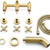 wowow 3 handle brushed gold tub faucet