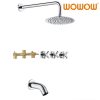 wowow 3 handle chrome shower tub faucet combo set