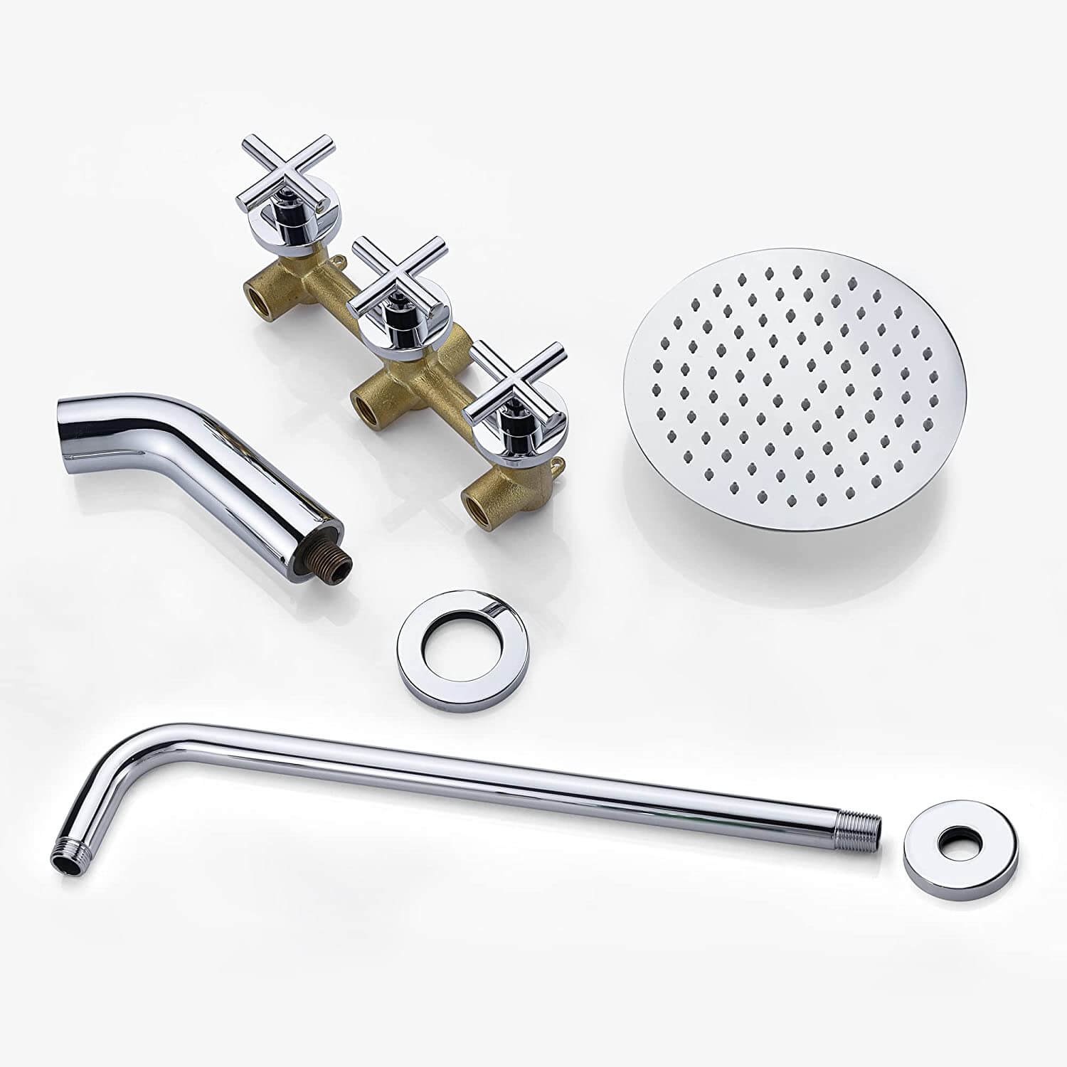 wowow 3 handle chrome shower tub faucet combo set