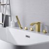 wowow 5 hole brushed gold waterfall roman tub filler with sprayer